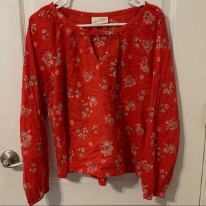 Red flower blouse